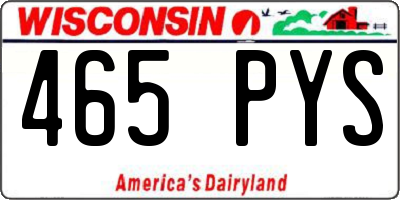 WI license plate 465PYS