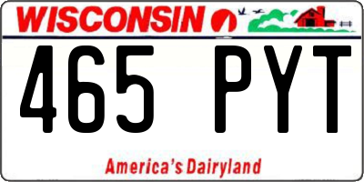 WI license plate 465PYT