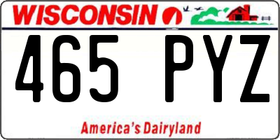 WI license plate 465PYZ