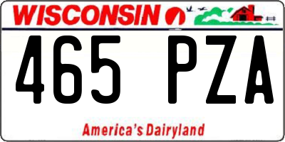 WI license plate 465PZA