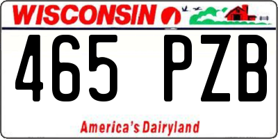 WI license plate 465PZB