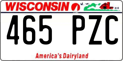 WI license plate 465PZC