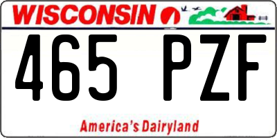 WI license plate 465PZF