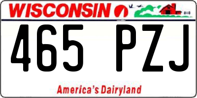 WI license plate 465PZJ