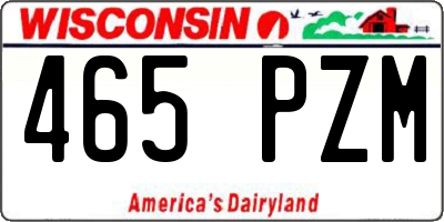 WI license plate 465PZM