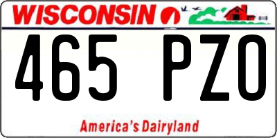 WI license plate 465PZO