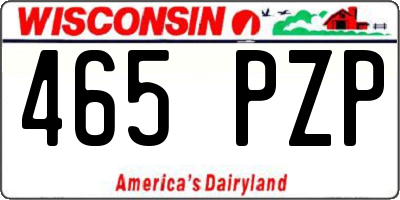 WI license plate 465PZP