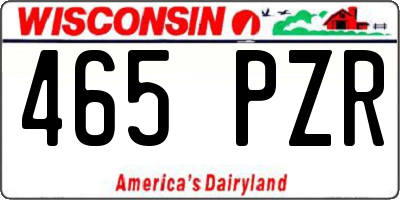 WI license plate 465PZR