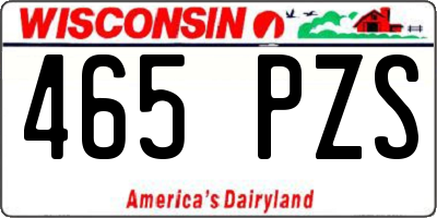WI license plate 465PZS