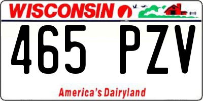 WI license plate 465PZV