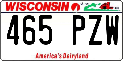 WI license plate 465PZW