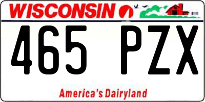 WI license plate 465PZX