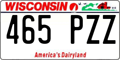 WI license plate 465PZZ