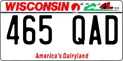 WI license plate 465QAD