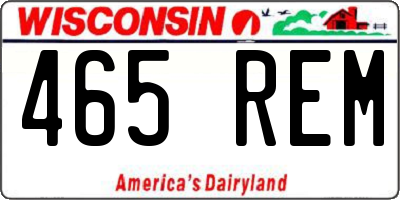 WI license plate 465REM