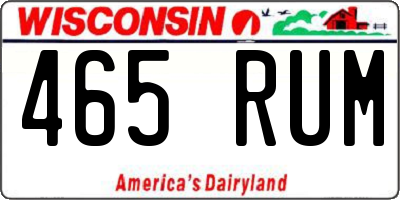 WI license plate 465RUM