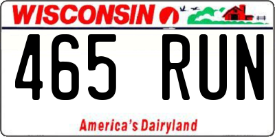 WI license plate 465RUN