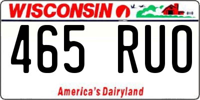 WI license plate 465RUO