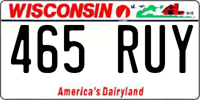 WI license plate 465RUY
