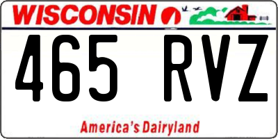 WI license plate 465RVZ