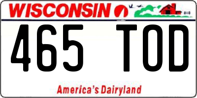 WI license plate 465TOD
