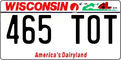 WI license plate 465TOT