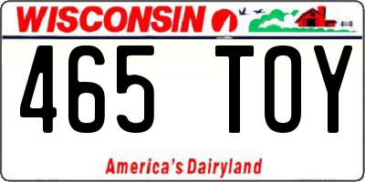 WI license plate 465TOY
