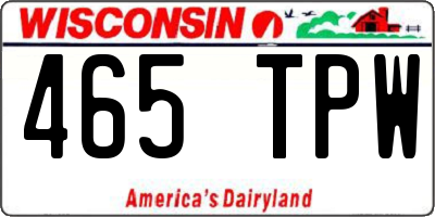 WI license plate 465TPW