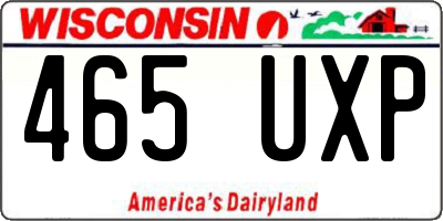 WI license plate 465UXP