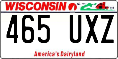 WI license plate 465UXZ