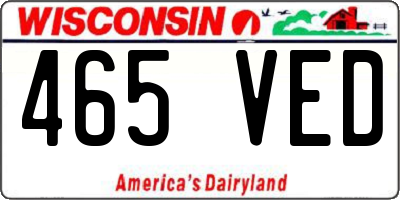 WI license plate 465VED