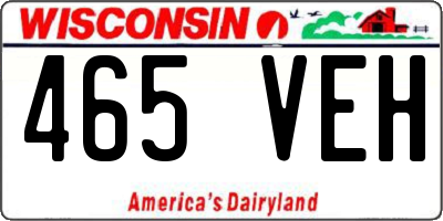 WI license plate 465VEH