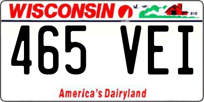 WI license plate 465VEI