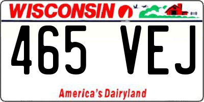 WI license plate 465VEJ