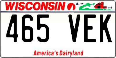 WI license plate 465VEK