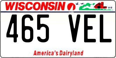 WI license plate 465VEL