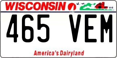 WI license plate 465VEM