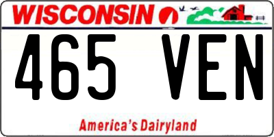 WI license plate 465VEN