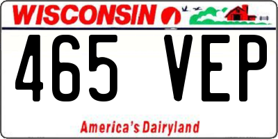 WI license plate 465VEP