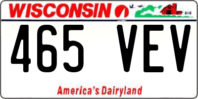 WI license plate 465VEV