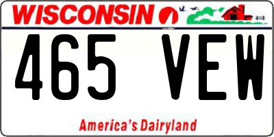 WI license plate 465VEW