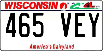WI license plate 465VEY