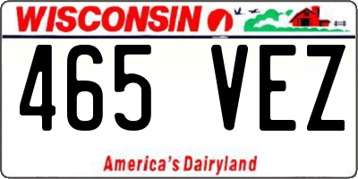 WI license plate 465VEZ