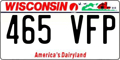 WI license plate 465VFP
