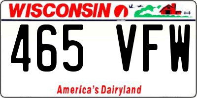 WI license plate 465VFW