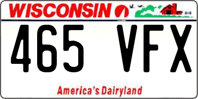 WI license plate 465VFX