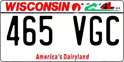 WI license plate 465VGC