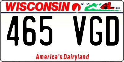WI license plate 465VGD