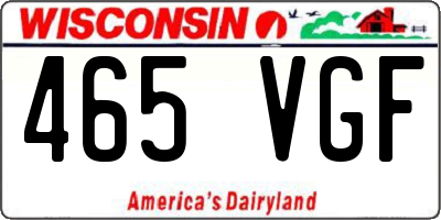 WI license plate 465VGF