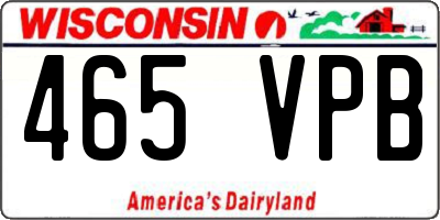 WI license plate 465VPB
